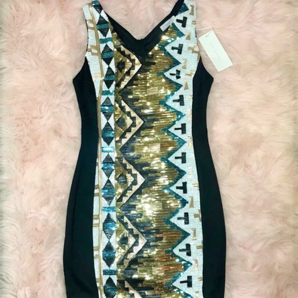 NWT Women’s Lush Sequin Front Bodycon Dress - Picture 3 of 6